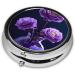 Purple Beauty Butterfly Round Pill Box 3 Compartment Portable Travel Medicine Organizer Mini Decorative Pocket Pill Case for Vitamins & Tablets Black - Buy Online on GoSupps.com