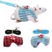 Pet dishes and line set small animals traction rope chest strap red grid + blue stripes 2 pieces small animal outdoor walking training traction rope vest for rabbits xs linen