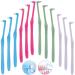 MAQ 12-part manual interspace toothbrush for orthodontic bridges and bridges soft slim fragrant toothbrush BPA-free dental brushes for difficult to access areas deep green white