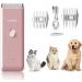 Dog Clippers Pet Grooming Clippers Kit Low Noise Shaver Portable Electric USB Rechargeable Cordless Trimmer for Dogs Cats and Other Pets Pink