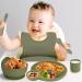 Buy 9-Piece Silicone Baby Tableware Set - Suction Cup Non-Slip BPA Free Green - Safe Cutlery & Bib for Children - Buy Online on GoSupps.com