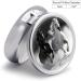 Stylish Round Pill Box with Black and White Horses - 3 Compartment Portable Medicine Organizer - Decorative Metal Pocket Pill Case - Buy Online on GoSupps.com