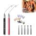 Nail Art Fountain Pen With 5 Replacement Heads Articure Nail Art Calligraphy Pen DIY Manicure Tool Supplies (Black rod)
