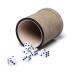Leatherette Dice Cup and 6 White Dices Felt-Lined Quiet Shaker for Yahtzee/ Farkle/ Liars Dice Game