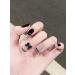 24pcs Black Glitter Bow Coffin Fake Nail Bow 3D Press on Nails Black Glitter Short Square Nails Luxurious Nails Acrylic Nails Fake Nails For Women Girls