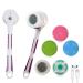 A2k Twenty Electric Bath Back  Face  Body & Feet Brush 5 Removable Silicone & Soft Bristle Brush Heads  Detachable for Face  USB Rechargeable  Purple  White