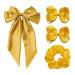 1 Piece of Long Streamer Hairpin With 1 Hair Ring and 2 Ribbon Hair Clips Bow Hair Accessories Solid Color French Hair Clips Birthday Party Accessories Simple and Versatile Hairpin (Yellow)