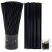 100pcs Jumbo Plastic Smoothie Straws Colorful Disposable Large Smoothie Straw Plastic Milkshake Straw (Black)