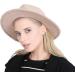 Lanzom Women Lady Felt Fedora Hat Wide Brim Wool Panama Hat - E-Beige - Buy Online on GoSupps.com