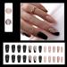 Justotry 24 Pcs Tartan False Nails Long Black French Press on Nails with Gold Swirl Ballerina Design - Acrylic Coffin Fake Nails Medium with Glue for Women's Nail Art - Buy Online on GoSupps.com