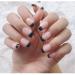French Fake Nails - Nude & Black Glitter Artificial Nails for Daily Wear | Medium Size False Nails - Buy Online on GoSupps.com