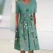 Women's Green Maxi Dress - Casual Short Sleeve Boho Sundress with Pockets (Size Small) - Buy Online on GoSupps.com