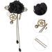 Steampunk Hair Clips with Tassels Chain Rose Flower Hair Clip Vintage Halloween Headdress Goth Gothic Hair Accessories for Women Girls Halloween Costume Decorations Black - Buy Online on GoSupps.com