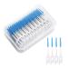 MIVAIUN 200 Pieces Interdental Brushes Dual-Use Dental Floss Sticks Silicone Dental Picks Picks Interdental Brush Portable Oral Tooth Clean Tooth Gap Brush Silicone Floss for Oral Cleaning (Blue)
