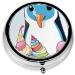 Penguins Printed Mini Round Pill Box | 3 Compartment Travel Pill Organizer for Home & Office - Buy Online on GoSupps.com