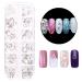 WOKOTO 4 Boxes Hollow Metal Nail Studs Rose Gold Silver Geometry Nail Charm Kit with Tweezers and Picker Pencil - Buy Online on GoSupps.com