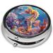 Ocean Seahorse Portable Metal Pill Box - Round Mini 3-Compartment with Hinged Fastening | Travel Essential for Small Pills | International Shipping Available - Buy Online on GoSupps.com