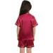SWOMOG Kids Silk Pyjamas Set Short Sleeve Satin PJs | Red | Ages 4-16 - Buy Online on GoSupps.com