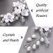 KOMUNJ Silver Bride Headband Crystal Bridal Hair Accessories Crystal Headpieces Flower Headband Bridal Hair Pieces Pearl Hair Accessories for Women and Girls (Silver) - Buy Online on GoSupps.com