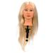 100% white human hair Professional hair exercise head hairdresser exercise heads with holder for cutting curling braiding exercise fake head approx. 65 cm