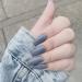 Glossy Coffin Press on Nails Gray Ballerina Full Cover Fake Nails Artificial Acrylic Medium False Nails for Women and Girls (24PCS)