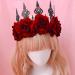 IBLUELOVER Halloween Headband Gothic Rose Tiara Queen Princess Garland Crown Headband Vintage Wedding Wreath Floral Bride Headpiece for Women Girls Day of The Dead Halloween Party Cosplay Redrose-a - Buy Online on GoSupps.com
