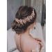 IYOU Pearl Wedding Hair Vine Pink Leaf Bridal Headband Crystal Bridesmaid Bride Hair Piece Accessories for Women(Gold) - Buy Online on GoSupps.com