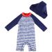 UMELOK Baby Boys Swimwear UPF 50 Sun Protection All in One Swimsuit with Snap Bottom (Come with a Sun Hat) 6-9 Months Blue Lighthouse
