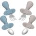 Silicon baby dishes 8 pieces of children's dishes set with suction cup (plate bib bowl drinking cloak cup spoon) bpa free dining cake (children's best -tank baby set)