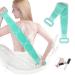 Homid Silicone Back Scrubber for Shower  Exfoliating Bath Body Brush Double Sided Handle Body Washer  with A Foot Scrubber  Silicone Towel Long Bath Strap Back Cleaning Shower Strap (Green)