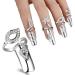 4 PCS Rhinestone Finger Tip Nail Rings - Adjustable Opening Nail Art Charms in Silver Women's Fashion - Buy Online on GoSupps.com