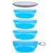 Sun Company Zero Bowls - 4-Pack of Stackable Nesting Bowls for Camping with Water-Tight Lid | Dishwasher-Safe Space-Saving Travel Mess Kit | Dinnerware for Camping, Backpacking, or RV (Blue Ice)