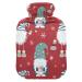 Hot water bottle with soft velvet cover Christmas gnome hot water bottle for pain relief hot and cold compress body bed warmer 1L
