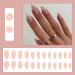 24Pcs Almond French Tips Press on Nails with White Lines Designs - Glossy Short False Nails for Women - DIY Manicure Set - Buy Online on GoSupps.com
