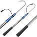Komclub Telescopic fish gaff with stainless steel-lake angel-fishing spear hook device aluminum alloy bar with a soft handle for salt water-offshore ice tool blue