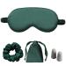 Silk Satin Sleeping Eye Mask Green Sleep Eye Night Blindfold for Women and Men Soft Breathable Blackout Eyeshade Eye Cover for Travel Wedding Bridesmaid Gift