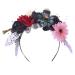 Lurrose Halloween Flower Crown Headband Mexican Rose Flower Crown dia de los muertos Flower Crown Day of The Dead Headband Skull Headpiece Headwear (Colorful)