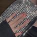 French Tip Press on Nails - Long T Press On Nails with Nail Tips Rose red edge design nude color press on nails Acrylic False Nails Cute Artificial Nails