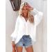NLBZYDHFC Women's Long Puff Sleeve V-Neck Striped Button Down Shirt - Pure White, XL - Buy Online on GoSupps.com