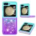 Tivenfezk nadoli glitter drive sand shell for samsung galaxy z flip 5 silicone shockproof gradient colored waterfall mobile phone cover transparent bumper protective cover liquid case samsung galaxy z flip 5 blue violet