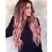Colorful Panda Long Pink Ombre Wig for Women - 26 Inches Heat Resistant Synthetic Loose Wavy Hair with Dark Roots - Buy Online on GoSupps.com