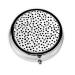 Black Polka dots Portable Metal Pill Box Round Mini 3-Compartment Plastic Insert hinged Fastening Design Suitable for Small Pills Must-Have for Travel
