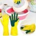 MOODCOME Household Long Sleeve Rubber Gloves Scouring Pad with Sponge Fingers for Kitchen Dish Washing Bathroom Garden Cleaning - Buy Online on GoSupps.com