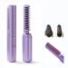 Rechargeable Mini Hair Straightener - 2024 New Straight Rolled Dual-Purpose Hair Straightener Brush Mini Travel Straightening Brush Portable Cordless Hot Comb Flat Iron for All Hair Types (A-Purple)