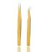 Tvoip 2 Pcs Gold Stainless Steel Tweezers for Eyelash Extensions  Straight and Curved Tip Tweezers Nippers  False Lash Application Tools