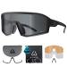 Wildhorn Radke MTB Cycling Glasses, UV400 Sports Sunglasses, Cycling Sunglasses for men with 3 Interchangeable Lenses Stealth Jetblack