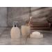 WENKO Puro Natur Toothbrush Cup - Stylish Beige Toothbrush Holder for Toothbrush & Toothpaste 9.4 x 9.4 x 6.5 cm | International Shipping Available - Buy Online on GoSupps.com