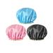 Ounic Reusable Shower Cap 12inch Large Shower Cap for Women Reusable Waterproof for Bath & Bathing Accessories Eco-Friendly Bathing Hair Cap for Women-3 Pack Large Black-Sky Blue-Pinkish