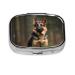 German Shepherd Printing 2 Compartment Small Pill Case Cute Small Pill Box Purse Pill Boxs Travel Pill Organizer for Pocket Purse and Travel Gifts