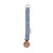Filibabba pacifier chain made of organic cotton and wood |21 cm |Pacifier chain for boys and girls |Nickel-free metal clips |With silicone ring for attaching |Danish design (warm blue) **